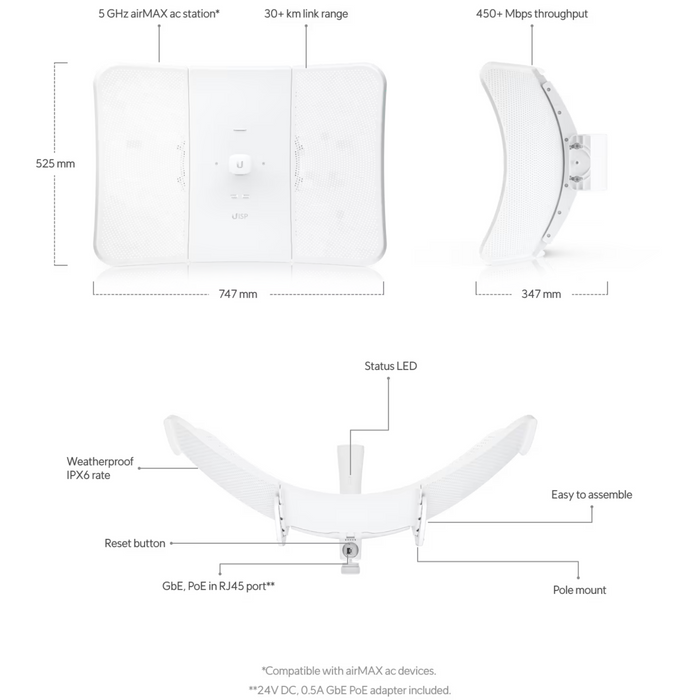 Ubiquiti airMAX LiteBeam 5AC Extreme-Range US [LBE-5AC-XR-US]