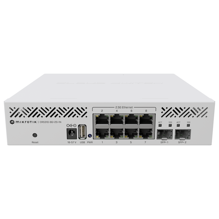 MikroTik CRS310 8x 2.5 Gigabit Ethernet 2x 10 Gigabit SFP+ Cloud Router Switch [CRS310-8G+2S+IN] - MikroTik - (Dev) Baltic Networks