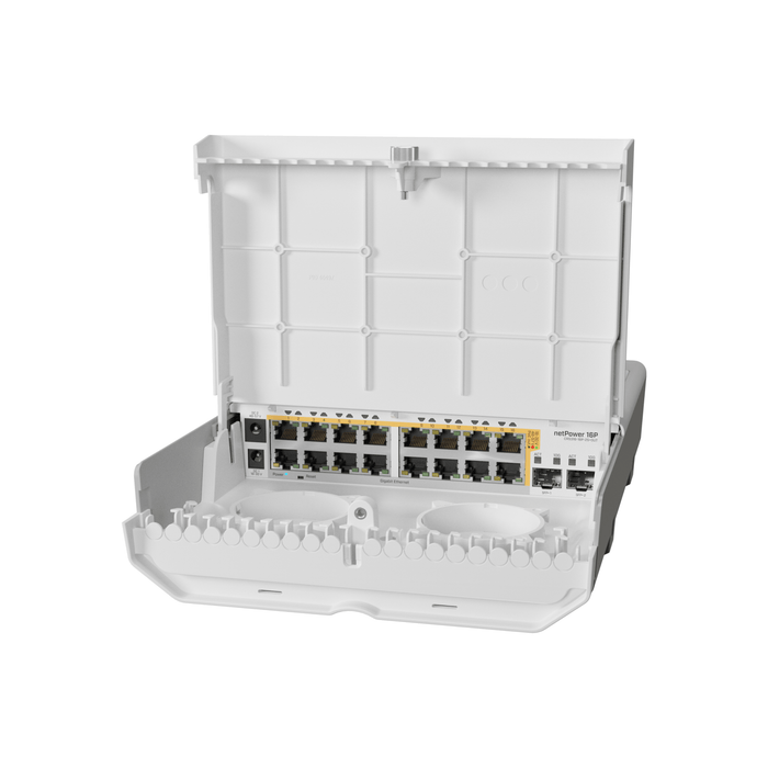 Mikrotik netPower 16P Outdoor 18-Port Switch 16 Gigabit PoE-Out Ports 2 SFP+ Ports - MikroTik - (Dev) Baltic Networks