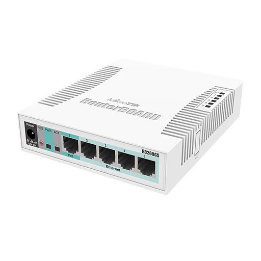 MikroTik RouterBOARD RB260GS (Complete with enclosure, power supply, fiber-enabled) - MikroTik - (Dev) Baltic Networks