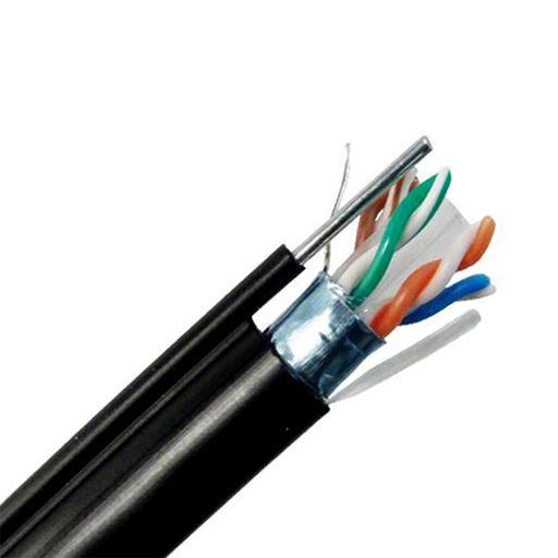 Primus Cable CAT6 600MHz Outdoor Solid shielded Bulk Cable UV/PE Jacket (F/UTP) w/ Messenger - 1000Ft. Black (wooden spool) - Primus Cable - (Dev) Baltic Networks
